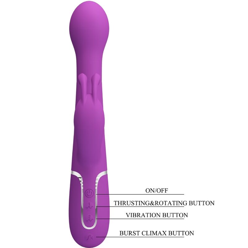 PRETTY LOVE - DEJON VIBRATORE RABBIT 3 IN 1 MULTIFUNZIONE CON SPINTA E ROTAZIONE VIOLA