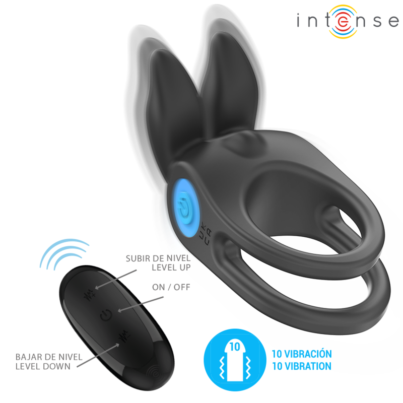 INTENSE - SAM ANELLO DOPPIO VIBRANTE 10 FUNZIONI NERO