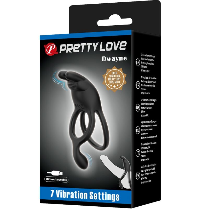 PRETTY LOVE - ANELLO PENE DOPPIO SETH VIBRANTE CON RABBIT NERO