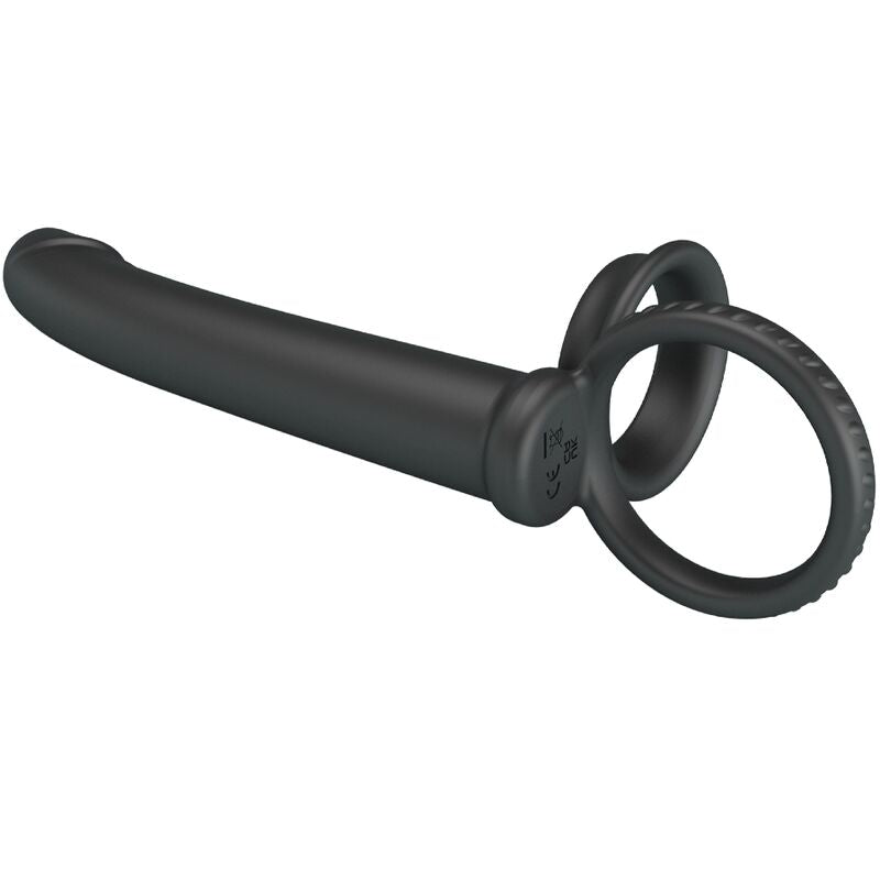 PRETTY LOVE - DILLION ANELLO PENE CON DILDO PER DOPPIA PENETRAZIONE NERO