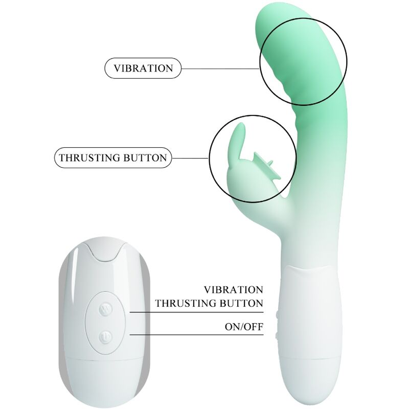 PRETTY LOVE - VIBRATORE CERBERUS CON RABBIT 30 FUNZIONI VERDE