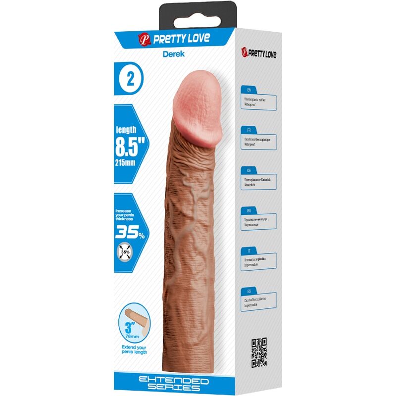 PRETTY LOVE - DEREK GUAINA PER PENE CON ESTENSIONE 7,6 CM SCURA