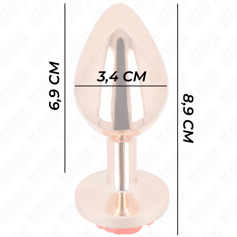 KINK - PLUG ANALE COLOR ORO ROSA CON ROSA ROSSA TAGLIA M