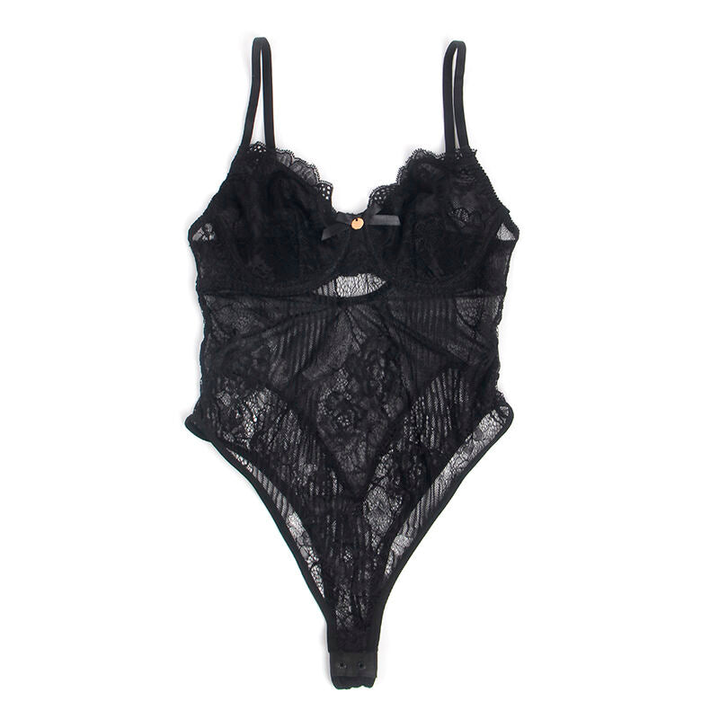 BODY PUSH-UP IN PIZZO NERO, CROTCHLESS, COMFORT ELASTICO