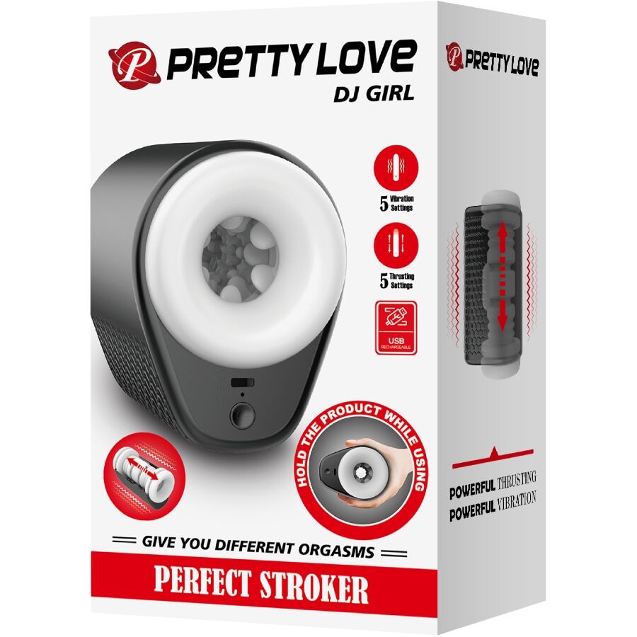 PRETTY LOVE - DJ GIRL MASTURBATORE MASCHILE CON VIBRAZIONE 5 MODALITA' NERO