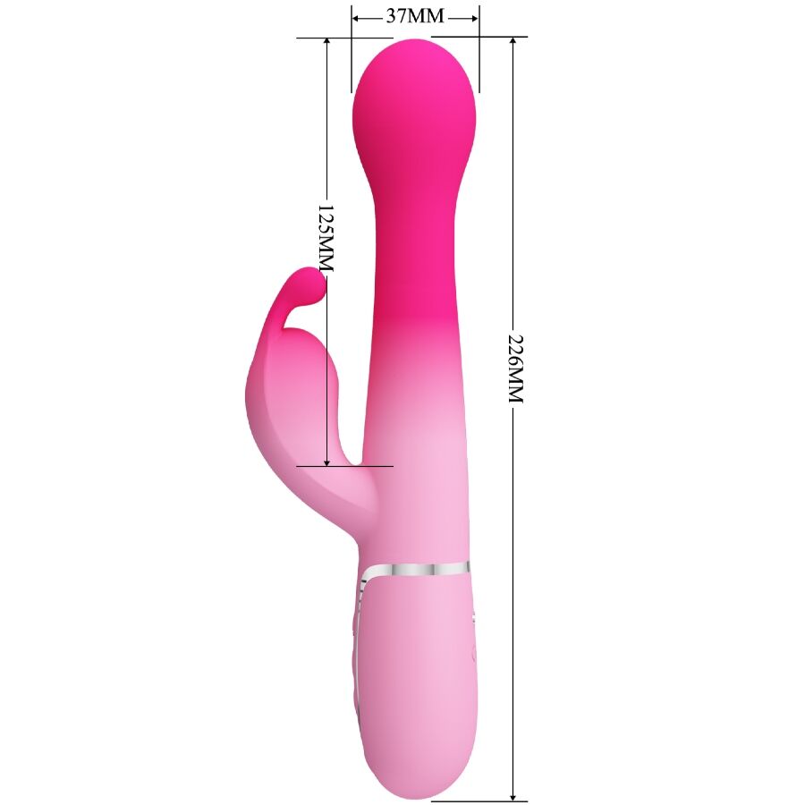 PRETTY LOVE - VIBRATORE DEJON CON RABBIT 3 IN 1 MULTIFUNZIONE CON SPINTA E ROTAZIONE ROSA