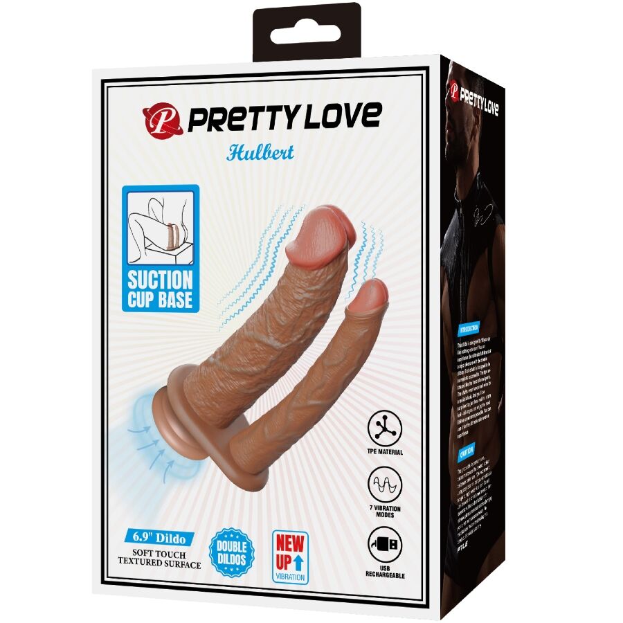 PRETTY LOVE - HULBERT DOPPIO DILDO REALISTICO CON VIBRAZIONE CARAMEL
