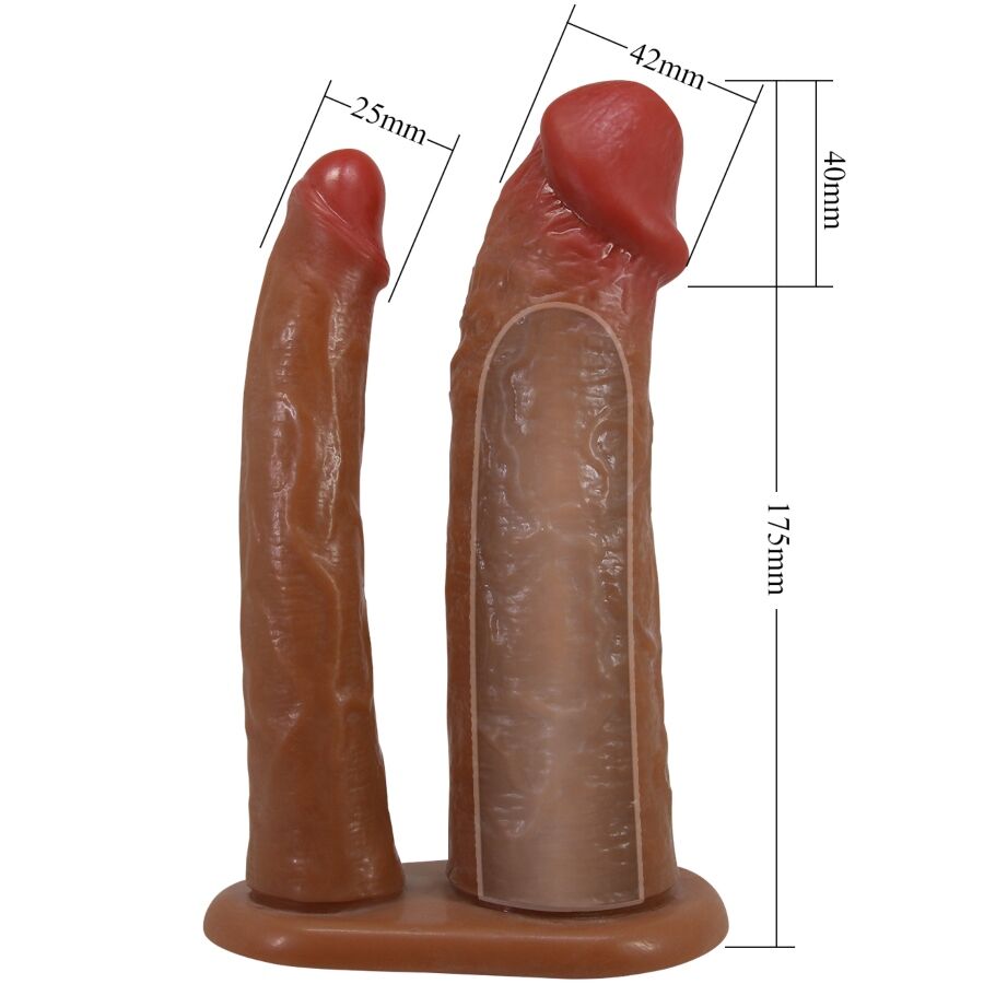 PRETTY LOVE - YAIRON GUAINA DOPPIA PER PENE CON PROLUNGA 4 CM CARAMEL