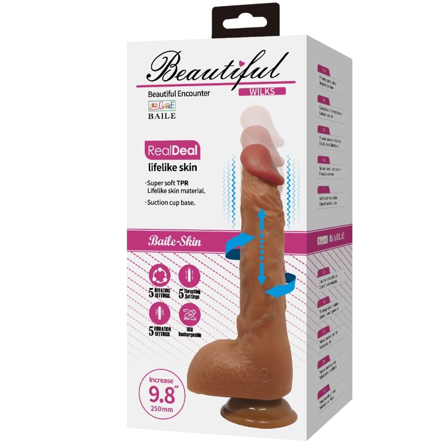 BAILE - BEAUTIFUL WILKS VIBRATORE REALISTICO 5 MODALITA' 25 CM MULATTO