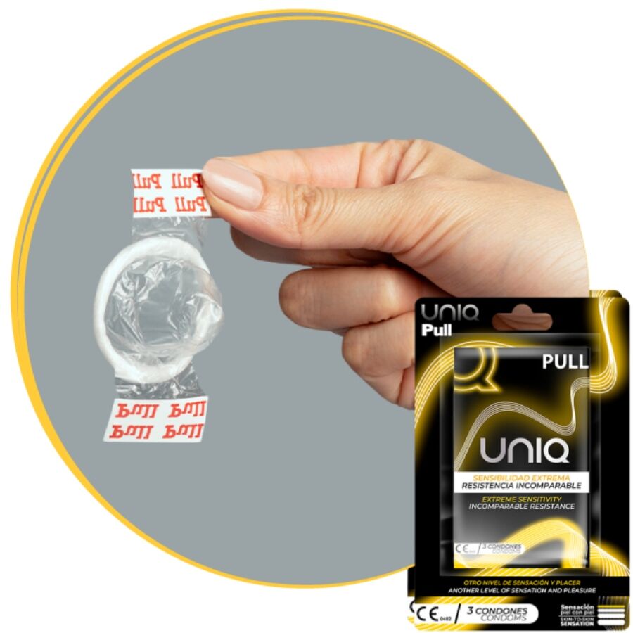 UNIQ - PRESERVATIVI SENZA LATTICE CON STRIPS 3 UNITÀ