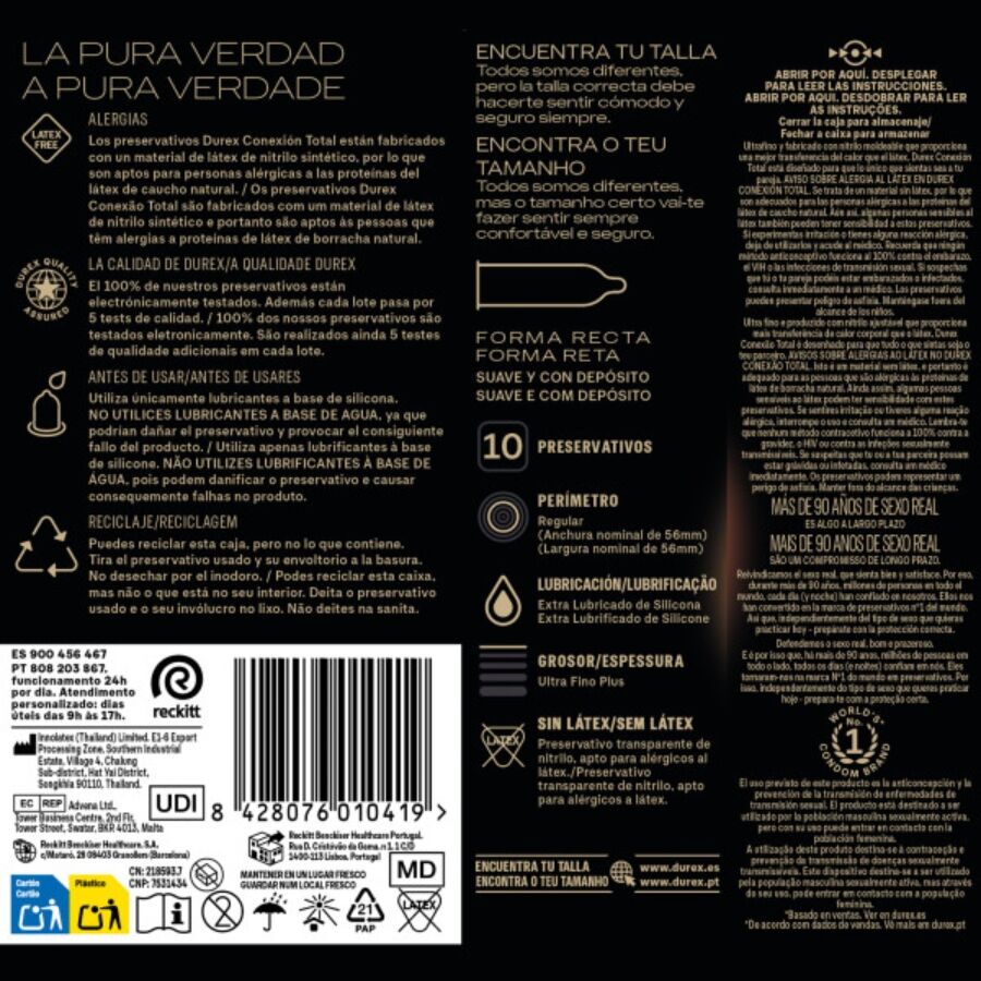 DUREX - TOTAL CONNECTION ULTRA FINE PLUS PRESERVATIVI ULTRA SOTTILI SENZA LATTICE 10 PZ