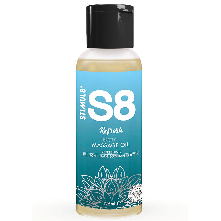 STIMUL8 - OLIO DA MASSAGGIO S8 REFRESH ALLA PRUGNA E COTONE 125 ML