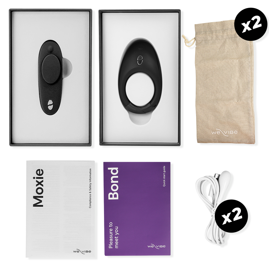 WE-VIBE - TEASE US SET BOND + MOXIE VIBRATORE INDOSSABILE E ANELLO