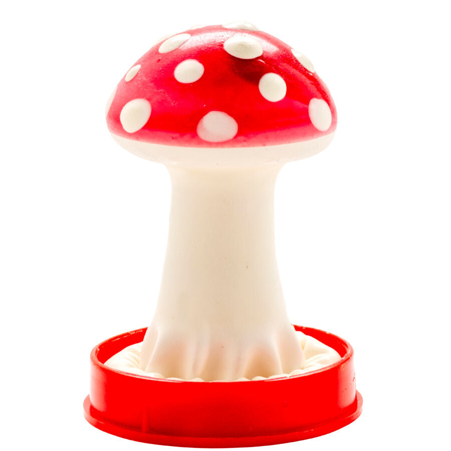 PRESERVATIVO DESIGN FUNGO VELENOSO, DIPINTO A MANO, STILE BOHÉMIEN