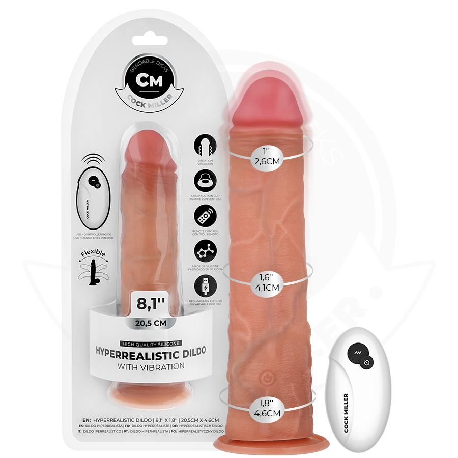COCK MILLER - DILDO REALISTICO VIBRANTE CON VENTOSA E TELECOMANDO 20,5 CM