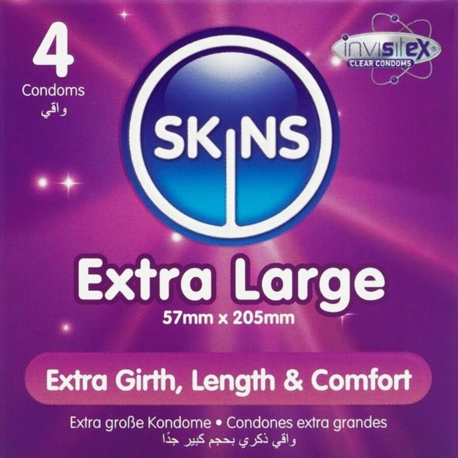 SKINS - EXTRA LARGE PRESERVATIVI MISURA GRANDE 4 PZ