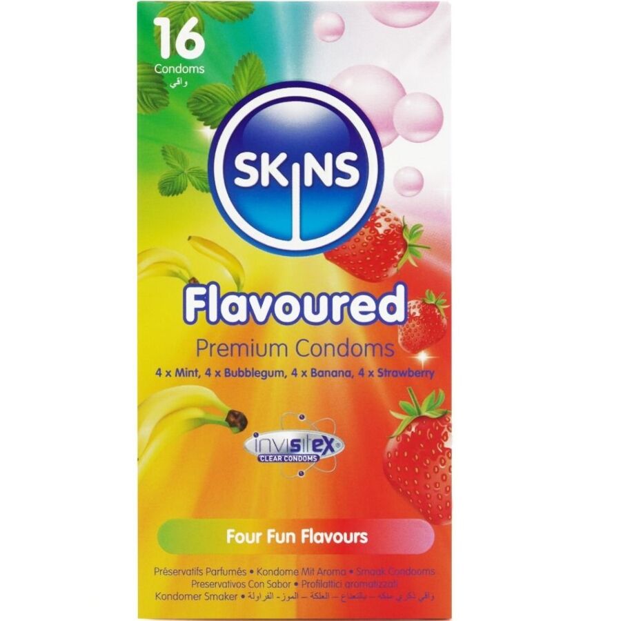 SKINS - FLAVOURED PRESERVATIVI AROMATIZZATI GUSTI ASSORTITI 16 PZ