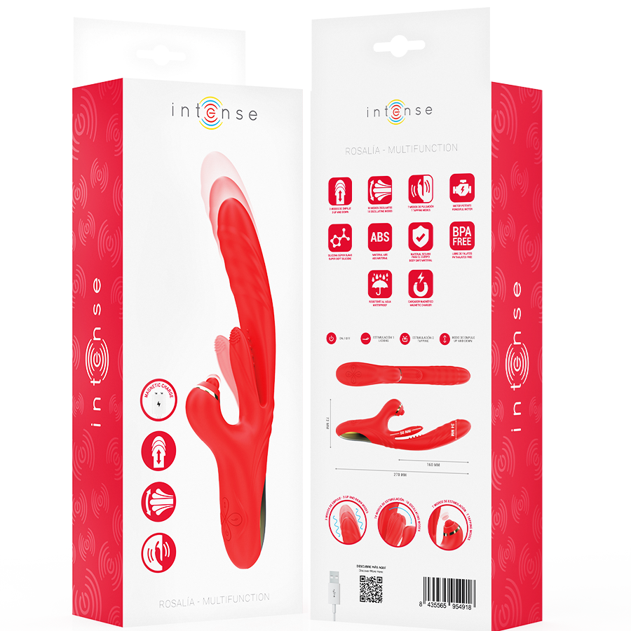 INTENSE - ROSALIA VIBRATORE MULTIFUNZIONE 3 IN 1 ROSSO