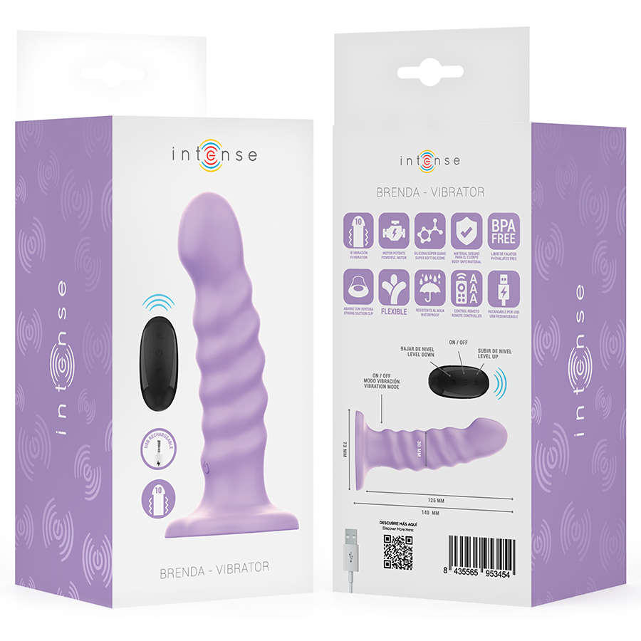 INTENSE - BRENDA VIBRATORE TAGLIA M DESIGN A SPIRALE 10 VIBRAZIONI TELECOMANDO VIOLA