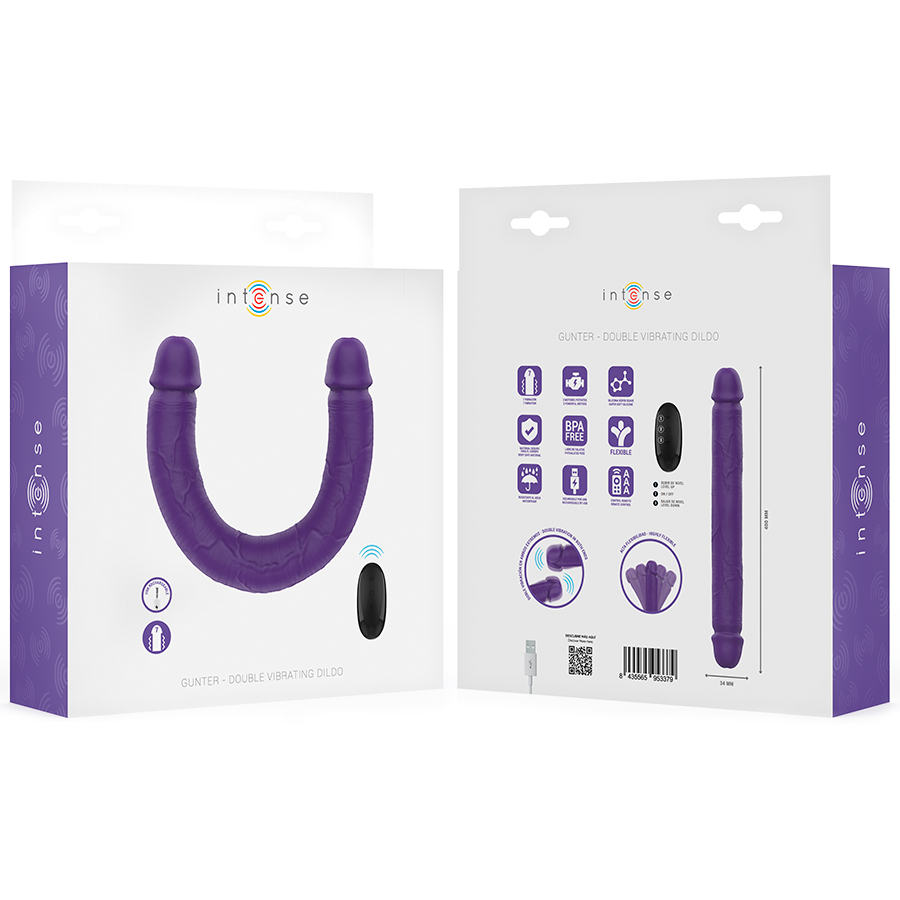 INTENSE - GUNTER DILDO DOPPIO VIBRATORE 40 CM TELECOMANDO VIOLA