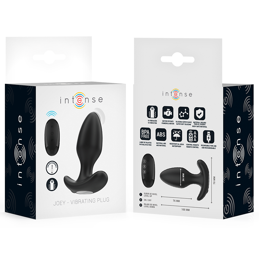 INTENSE - JOEY ANAL PLUG 10 VIBRAZIONI CON TELECOMANDO NERO
