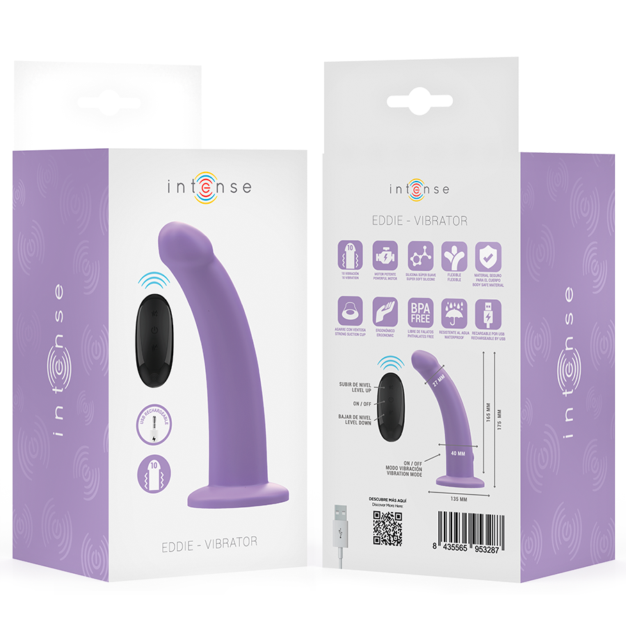INTENSE - EDDIE VIBRATORE 10 FUNZIONI TELECOMANDO 17,5 CM VIOLA