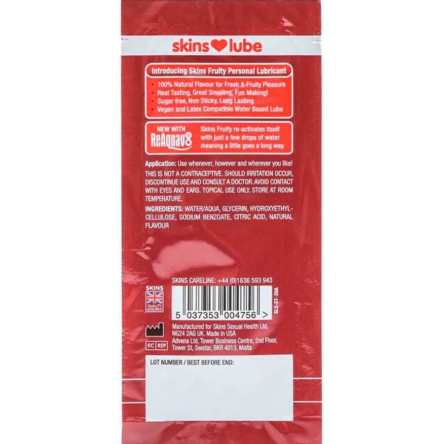 LUBRIFICANTE FRUTTATO A BASE D'ACQUA, SAPORE FRAGOLA AUTENTICO, MONODOSE 5 ML