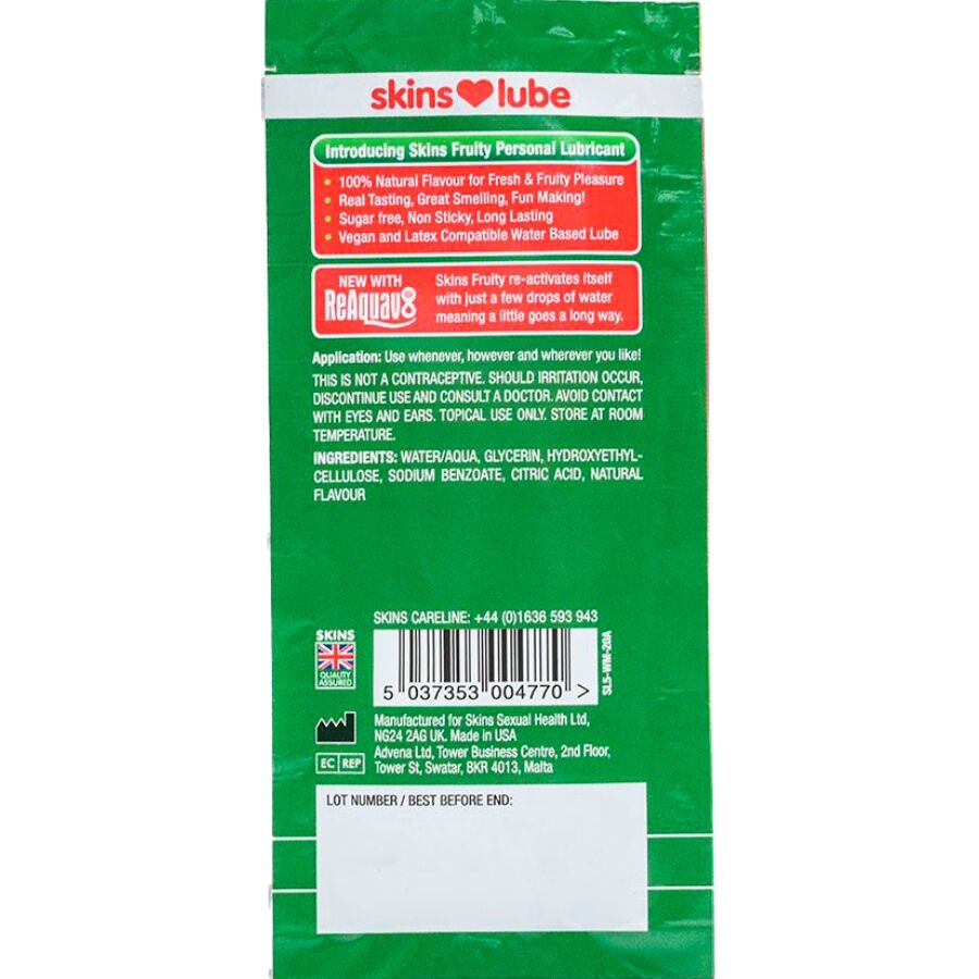 LUBRIFICANTE FRUTTATO ANGURIA, A BASE D'ACQUA, MONODOSE 5 ML