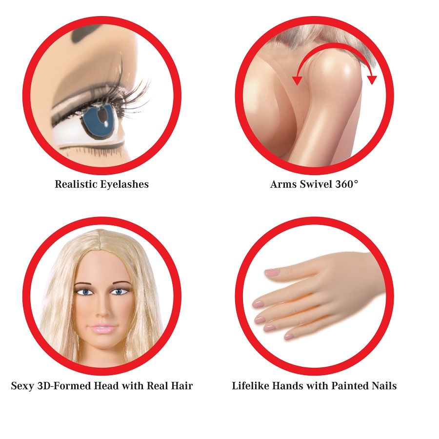 EXTREME DOLLZ - HANNAH HARPER BAMBOLA GONFIABILE GRANDEZZA NATURALE VISO 3D