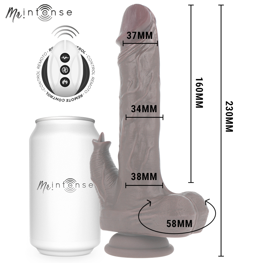DILDO REALISTICO CON VIBRAZIONE, TELECOMANDO WIRELESS, MOVIMENTO SU E GIÙ, 23 CM