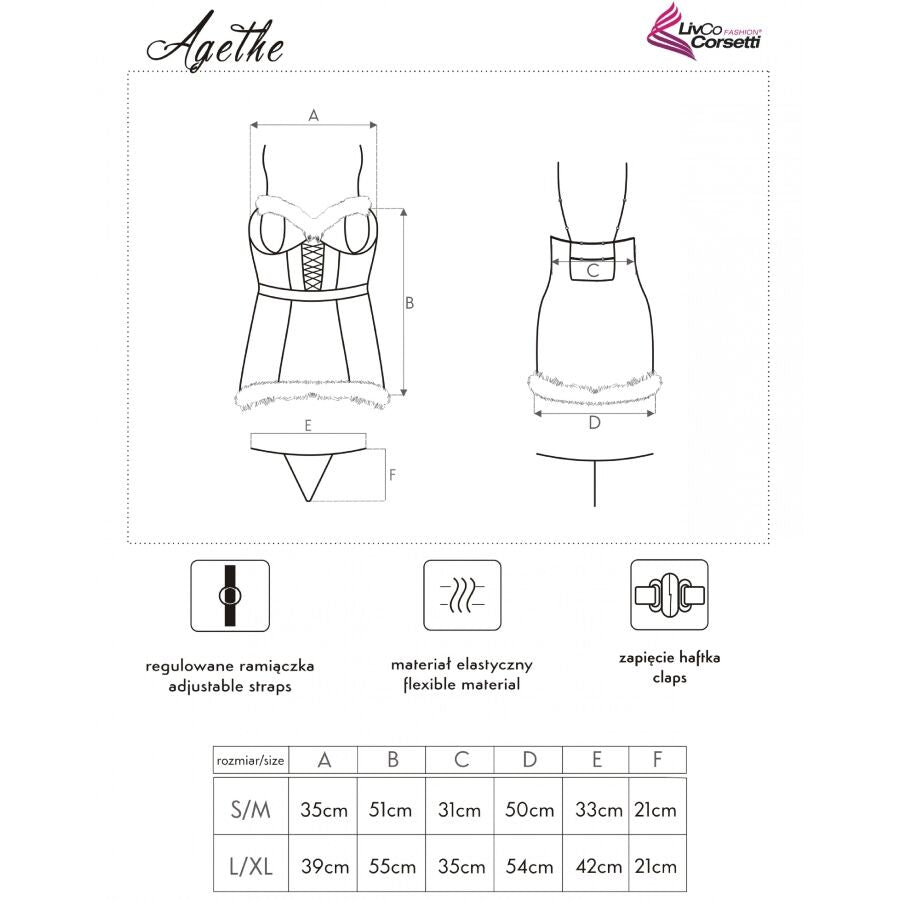 LIVCO CORSETTI FASHION - AGETHE CHEMISE + PERIZOMA + CAPPELLO NATALIZIO L/XL LC 90607