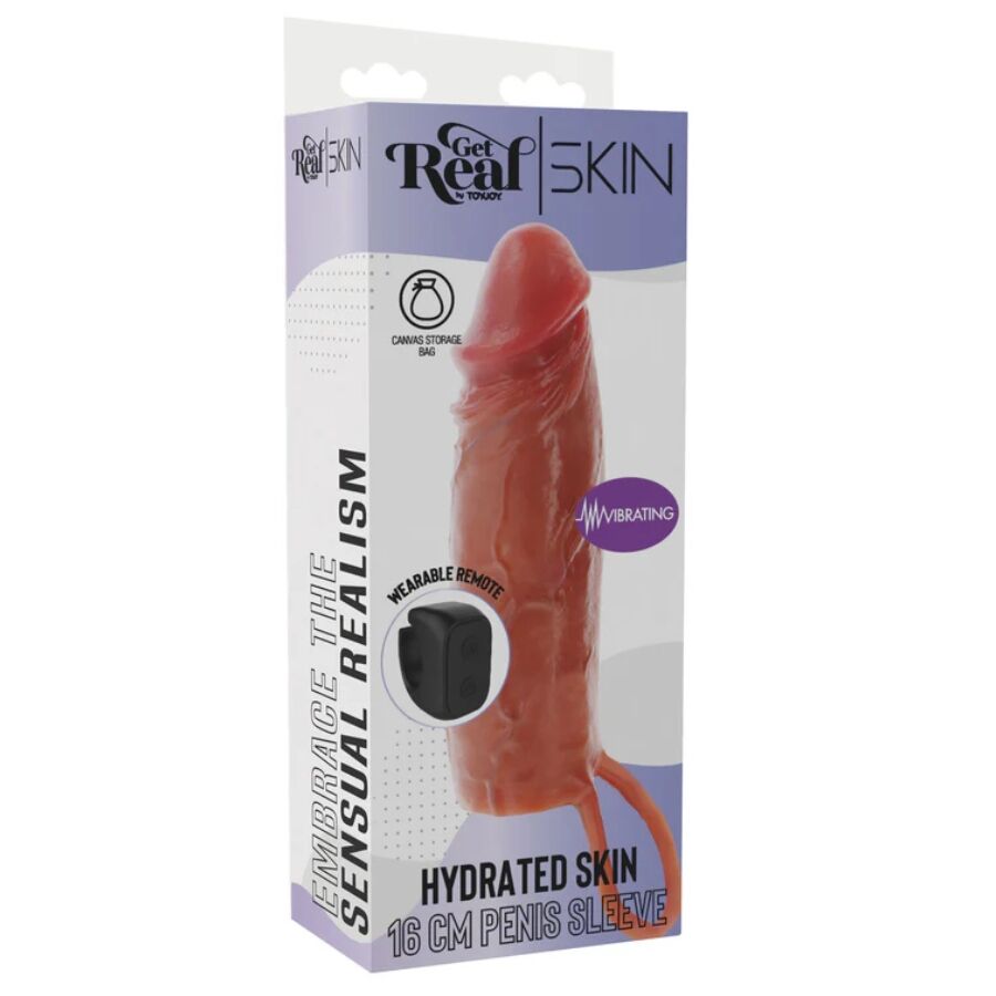 GET REAL - GUAINA VIBRANTE PER PENE IN SILICONE PER PELLE IDRATATA CARAMELLO 16 CM