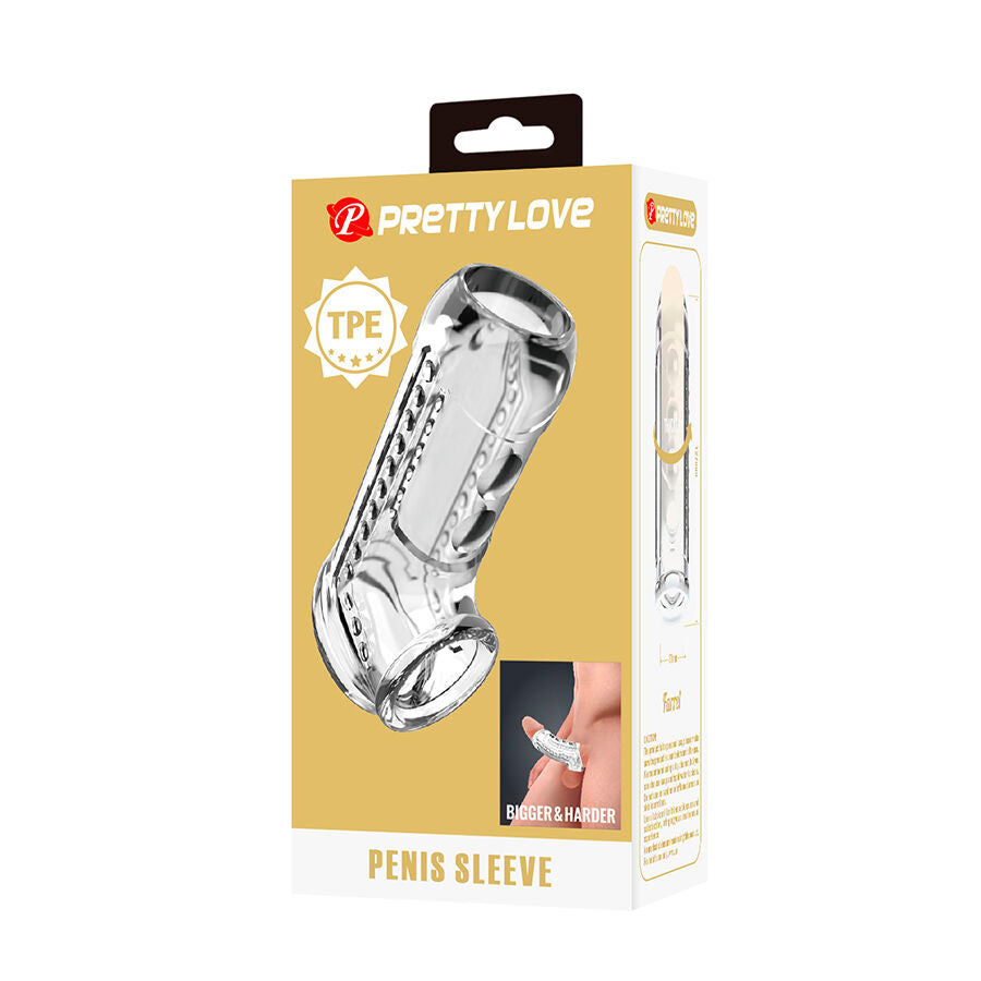 GUAINA TRASPARENTE TESTURIZZATA, STIMOLAZIONE INTENSIFICATA, MATERIALE TPE PREMIUM