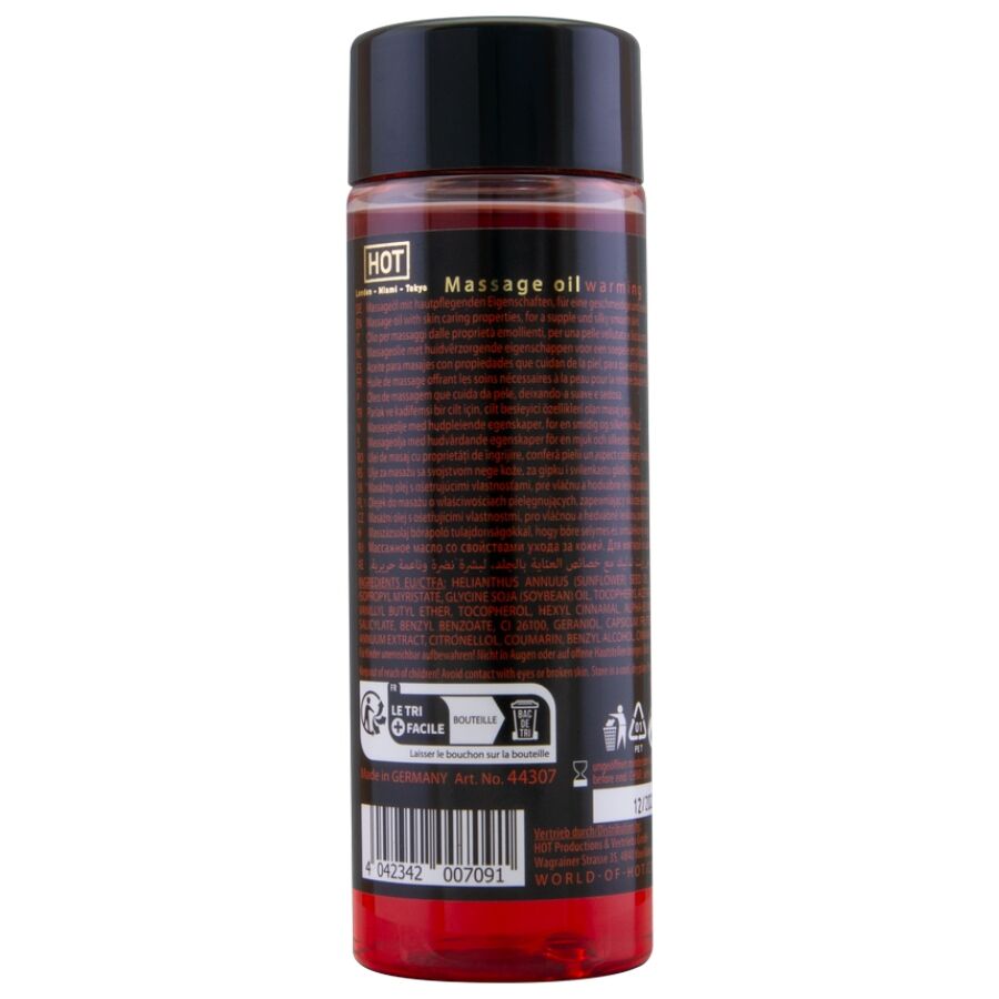 OLIO MASSAGGIO RISCALDANTE 100 ML, EFFETTO CALORE INTENSO, 7 FRAGRANZE ESOTICHE