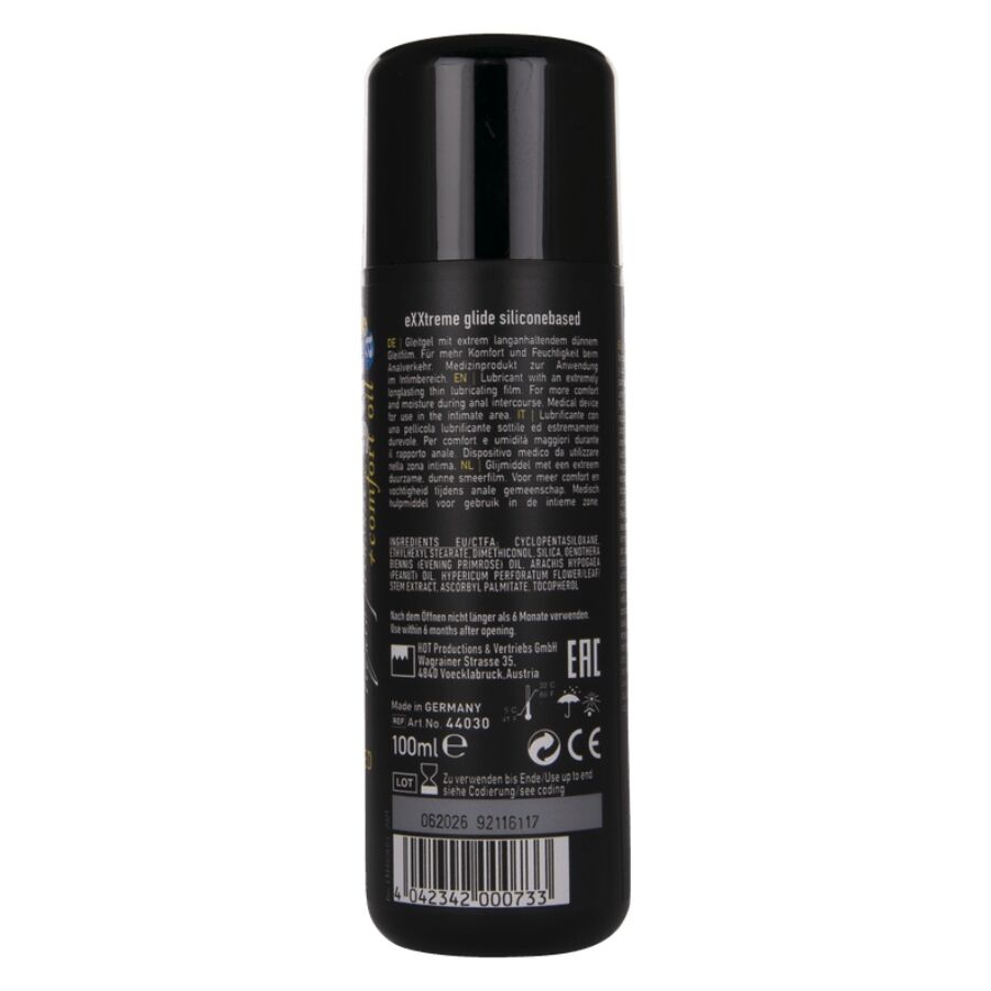 LUBRIFICANTE SILICONE PREMIUM PER COMFORT ANALE, FORMULA LENITIVA CON IPERICO E OLIO DI ENOTERA, LUBRIFICAZIONE ULTRA-DURATURA 100 ML