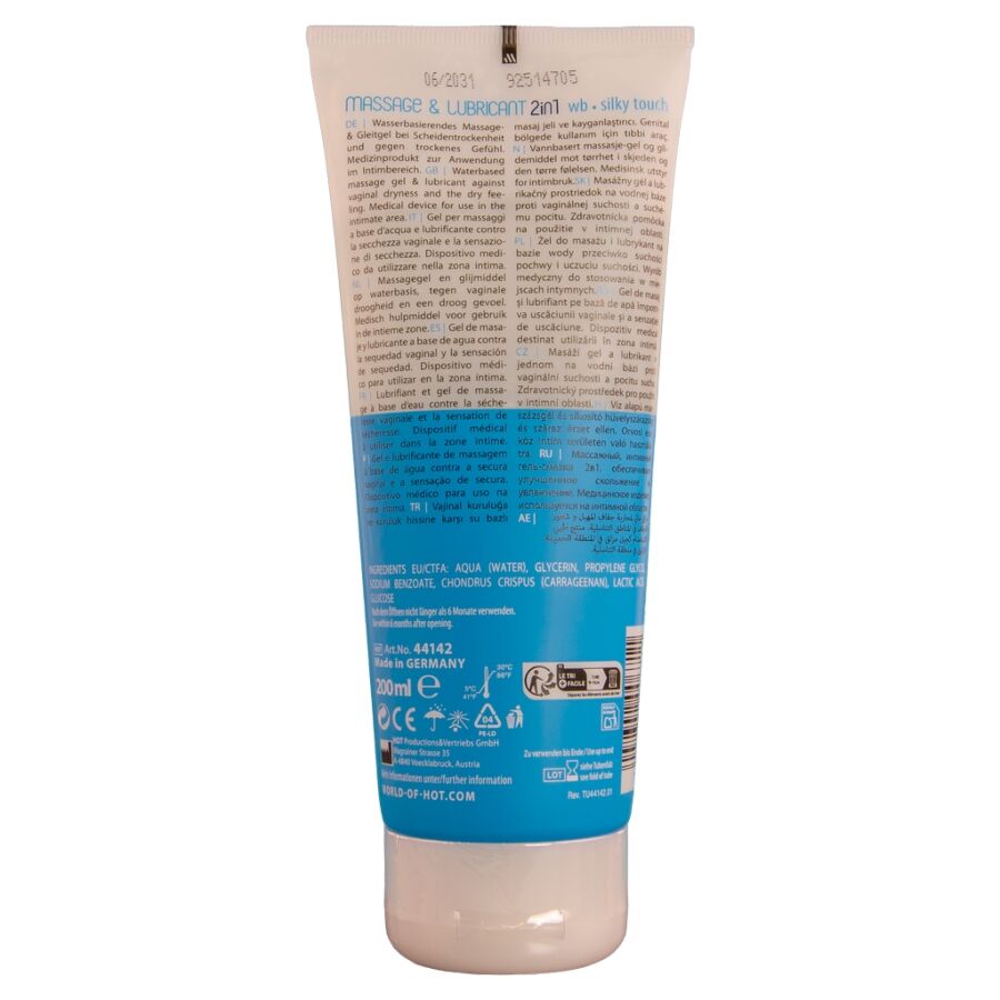 GEL MASSAGGIO E LUBRIFICANTE 2IN1, TEXTURE SETOSA, FORMULA A BASE D'ACQUA