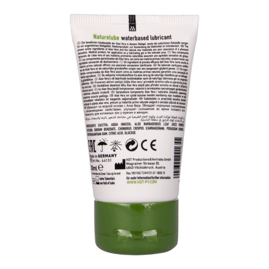 LUBRIFICANTE A BASE D'ACQUA CON ALOE VERA, FORMULA NATURALE, FORMATO VIAGGIO 30 ML