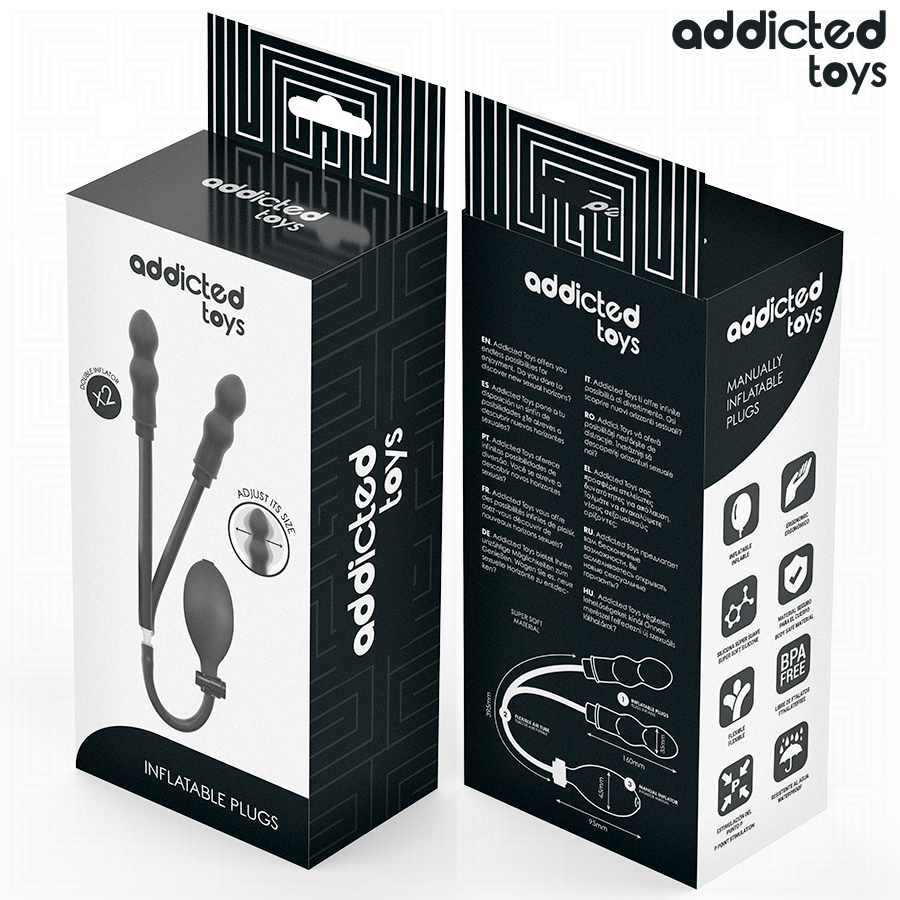 Doppio plug anale gonfiabile in silicone
