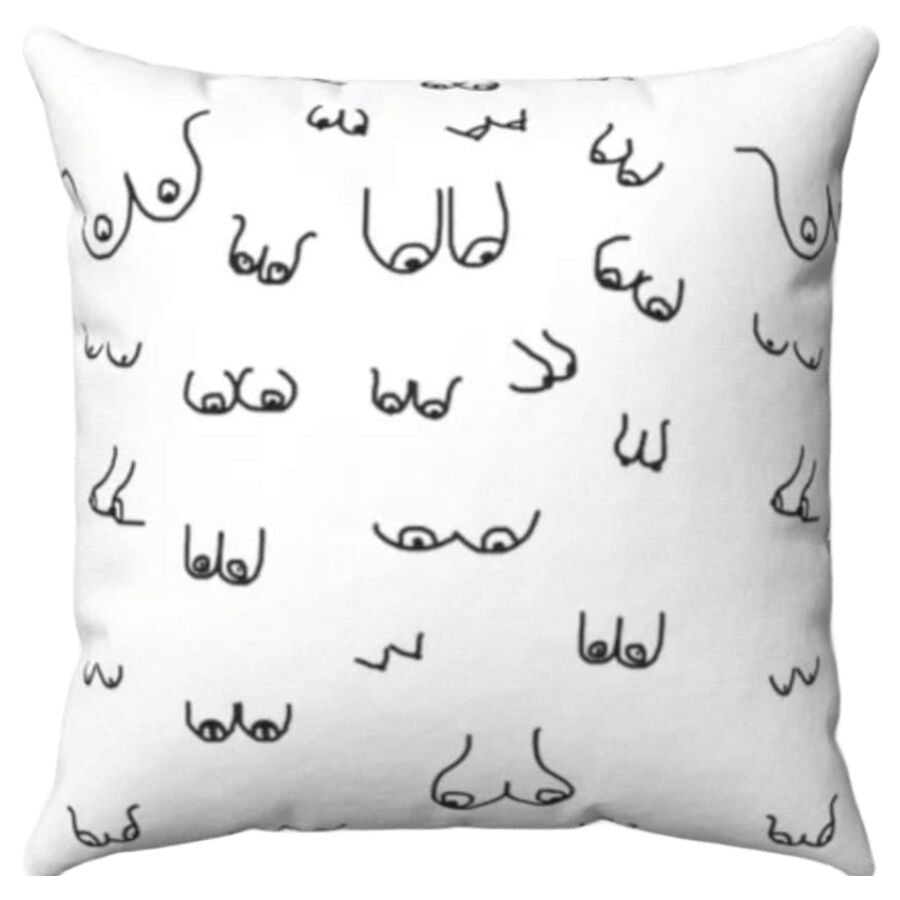 CUSCINO DECORATIVO DIVERTENTE, DESIGN PROVOCATORIO, 30X30 CM BIANCO