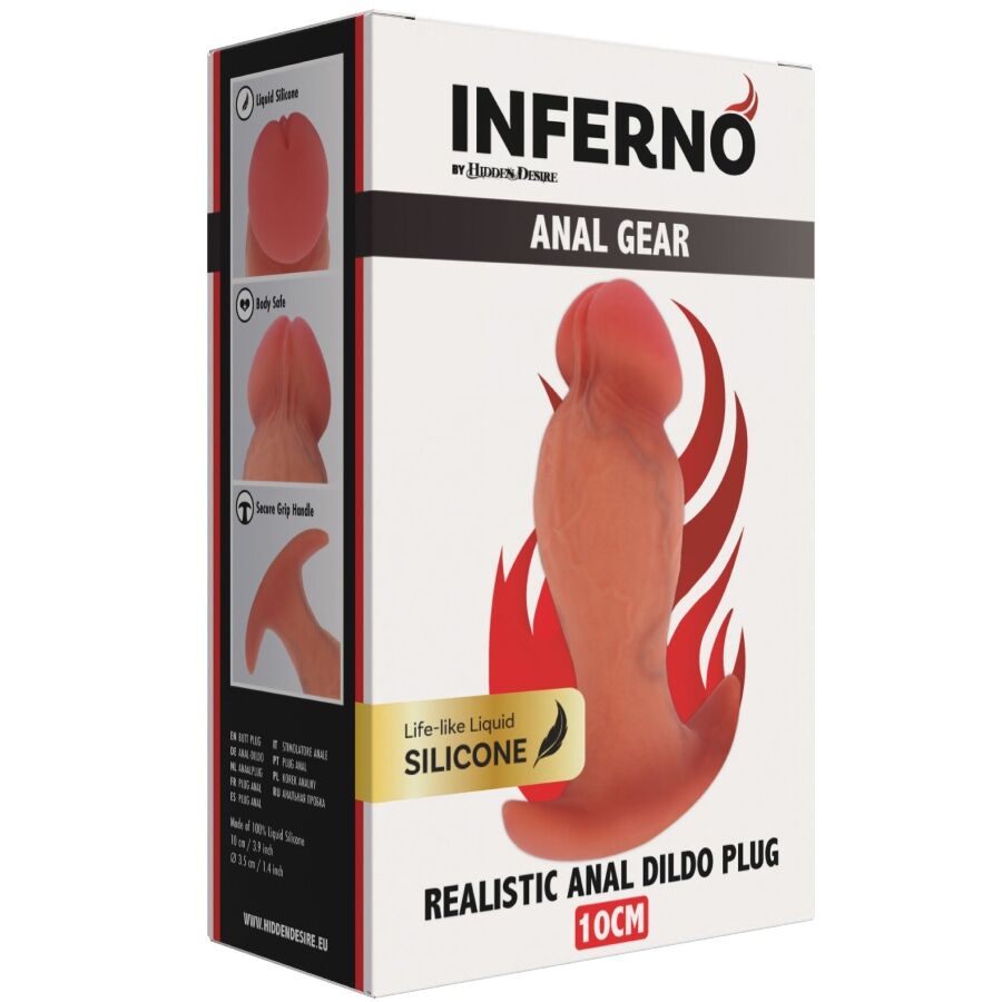 PLUG ANALE IPERREALISTICO 10 CM, SILICONE LIQUIDO MORBIDO, BASE DI SICUREZZA