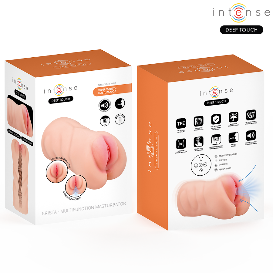 INTENSE DEEP TOUCH - MASTURBATORE AGINALE KRISTA CON ASPIRAZIONE, VIBRAZIONE ED EFFETTO VOCALE 1,2 KG