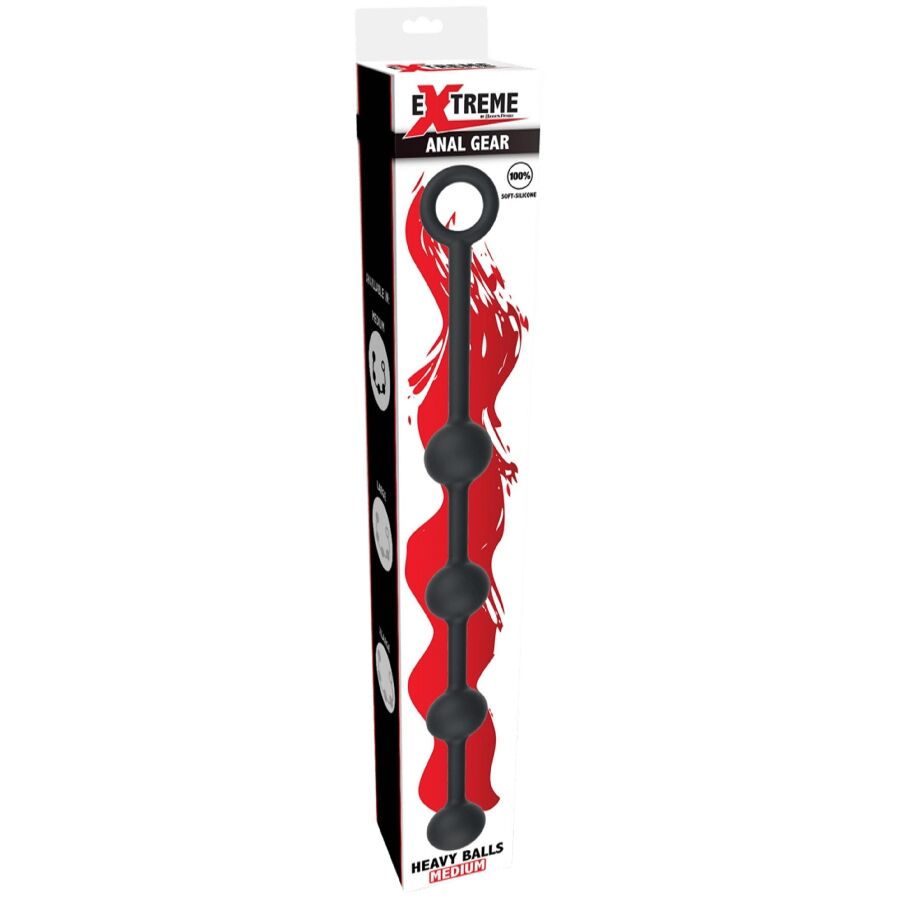 SFERE ANALI PESANTI MEDIUM, SILICONE MEDICO, ANELLO DI SICUREZZA