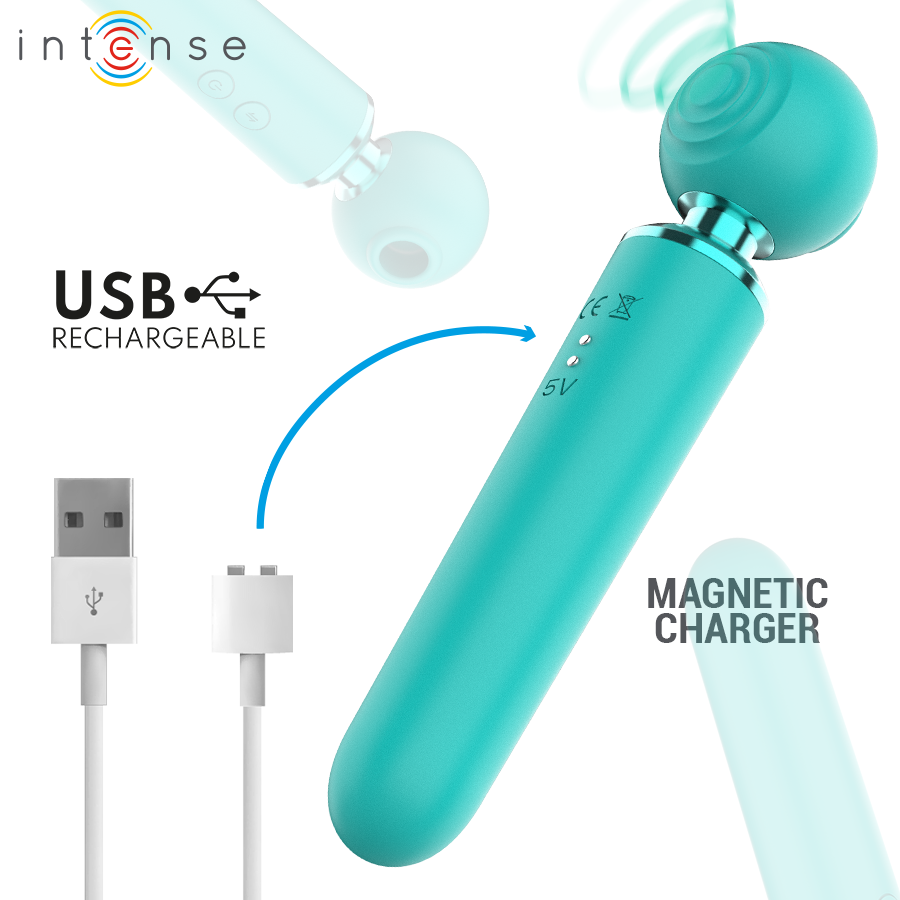 STIMOLATORE ASPIRATORE MULTIFUNZIONE, ASPIRAZIONE E VIBRAZIONE, DESIGN ERGONOMICO TURCHESE