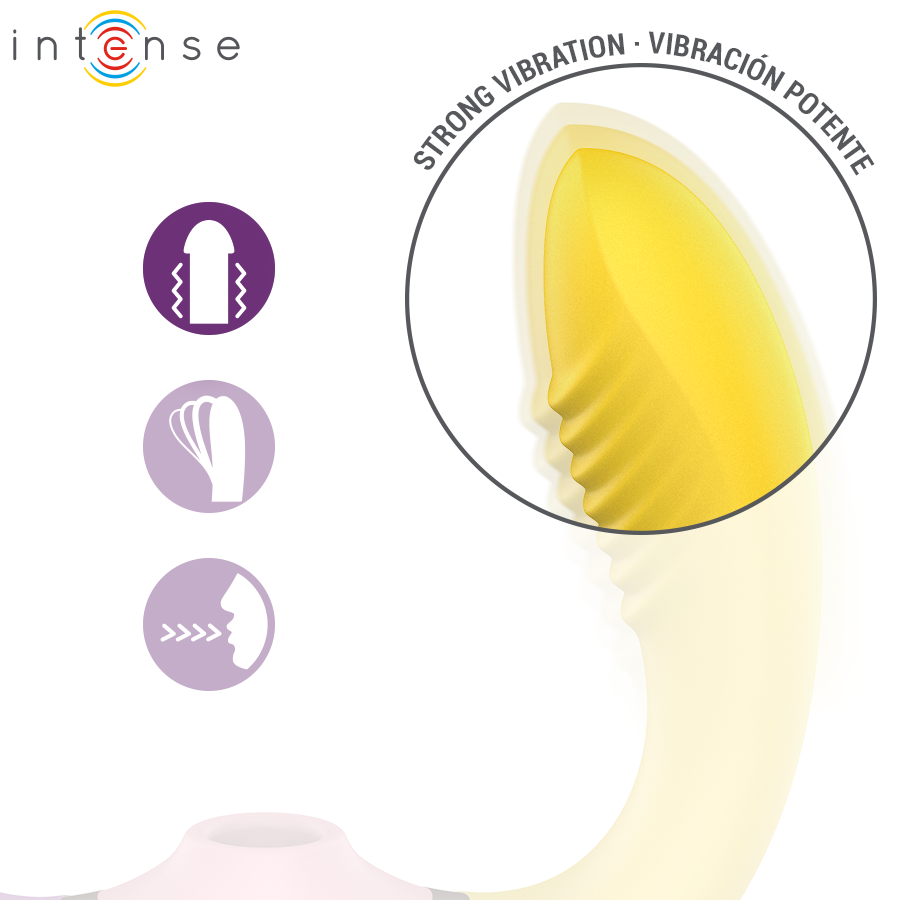 STIMOLATORE 3 IN 1 CON ASPIRAZIONE E VIBRAZIONE, DESIGN ERGONOMICO A U, 10 PROGRAMMI INTENSI