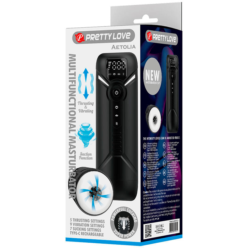 MASTURBATORE AUTOMATICO MULTIFUNZIONE, DISPLAY LED INTEGRATO, DESIGN ERGONOMICO NERO