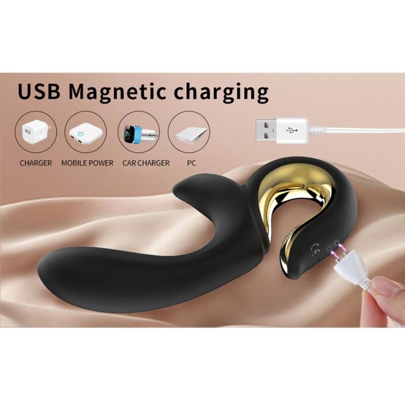 VIBRATORE RABBIT CON SPINTA, 7 MODALITÀ DUAL STIMOLAZIONE, RICARICABILE USB