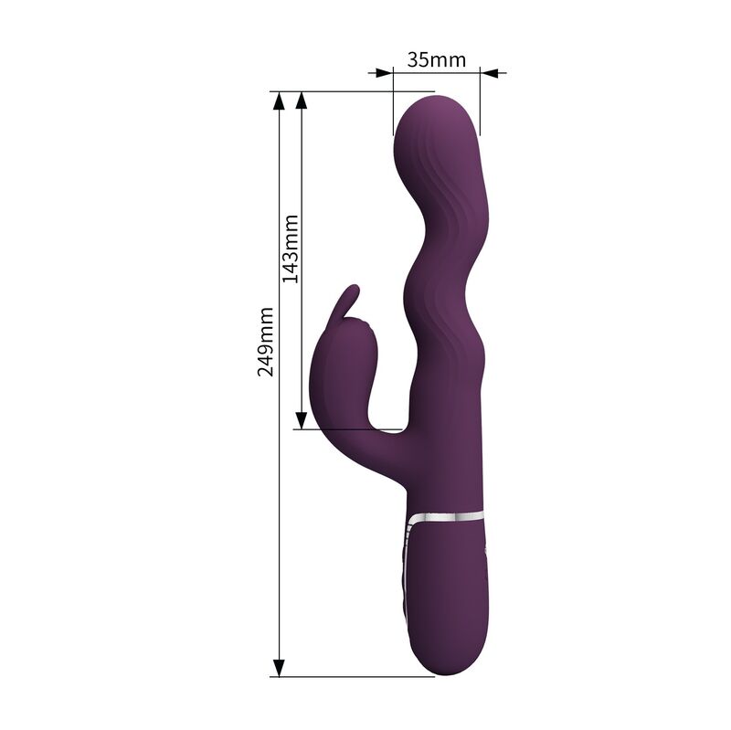 VIBRATORE RABBIT CON DOPPIA STIMOLAZIONE, 7 VIBRAZIONI E MOVIMENTO DI SPINTA, RICARICABILE USB