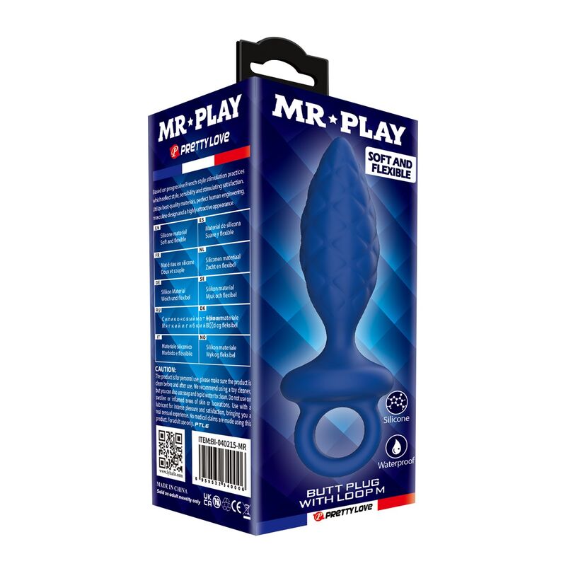 MR PLAY - PLUG ANALE TESTURIZZATO CON ANELLO BLU M