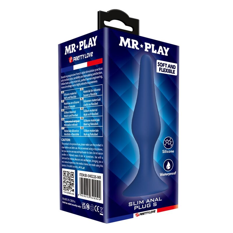 MR PLAY - PLUG ANALE SLIM IN SILICONE BLU TAGLIA S