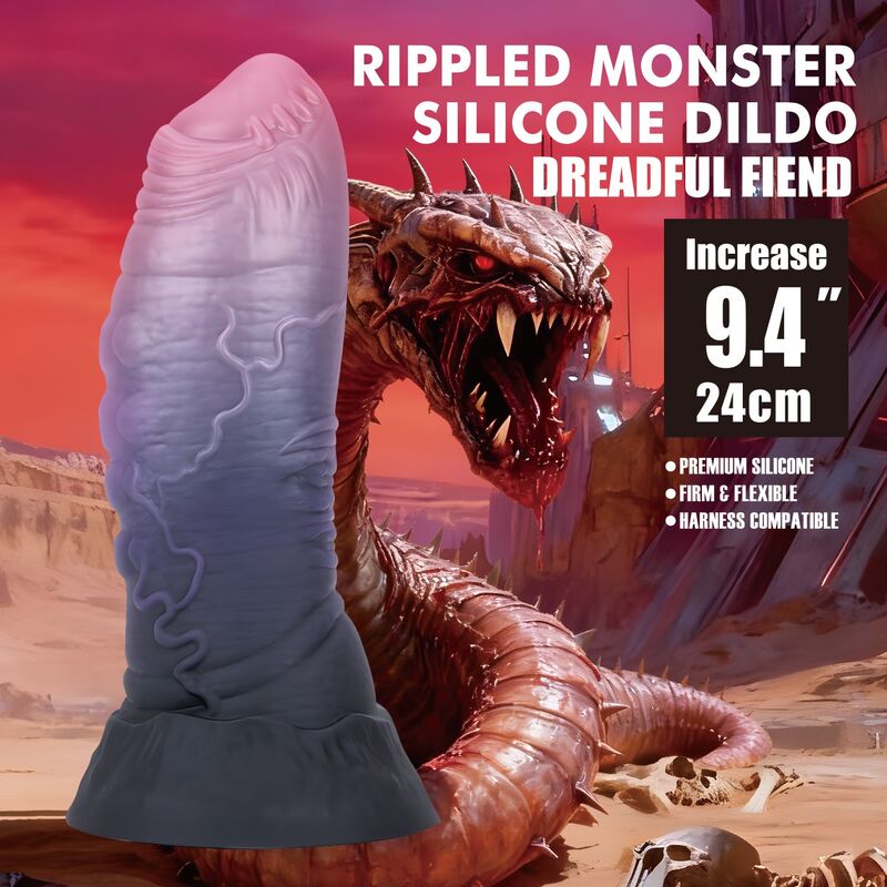 DILDO FANTASY BICOLORE, DESIGN TESTURIZZATO, BASE A VENTOSA